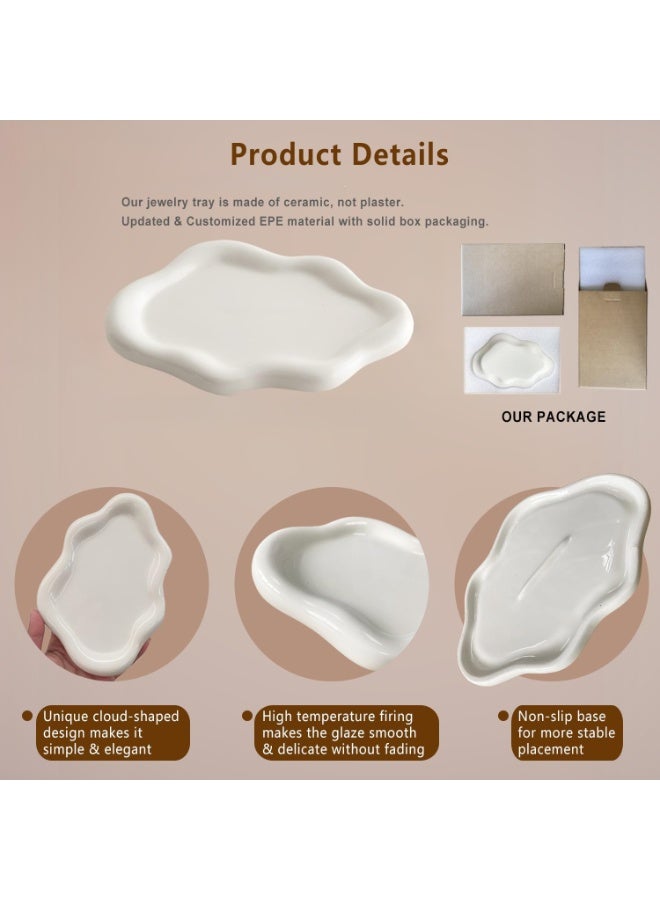 Eworld Cloud Shaped Ceramic Tray – Ring & Trinket Dish, Decorative Storage for Jewelry, Keys & Small Accessories - Image 3